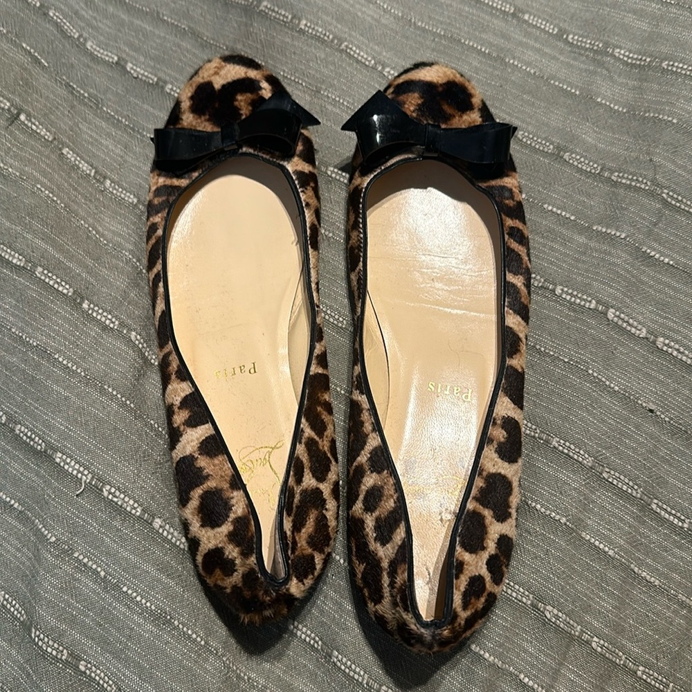 Christian Louboutin Leopard Calf Hair Ballet Flats - Size: 38.5 good condition
